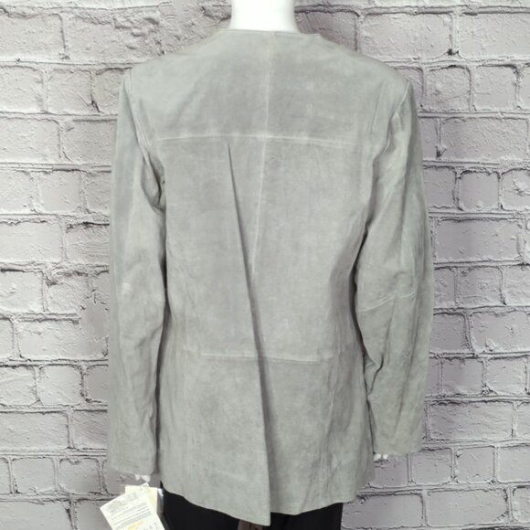 Dennis Basso Grey Suede Jacket with Matching Scarf, Women's Small NWT - Picture 5 of 12